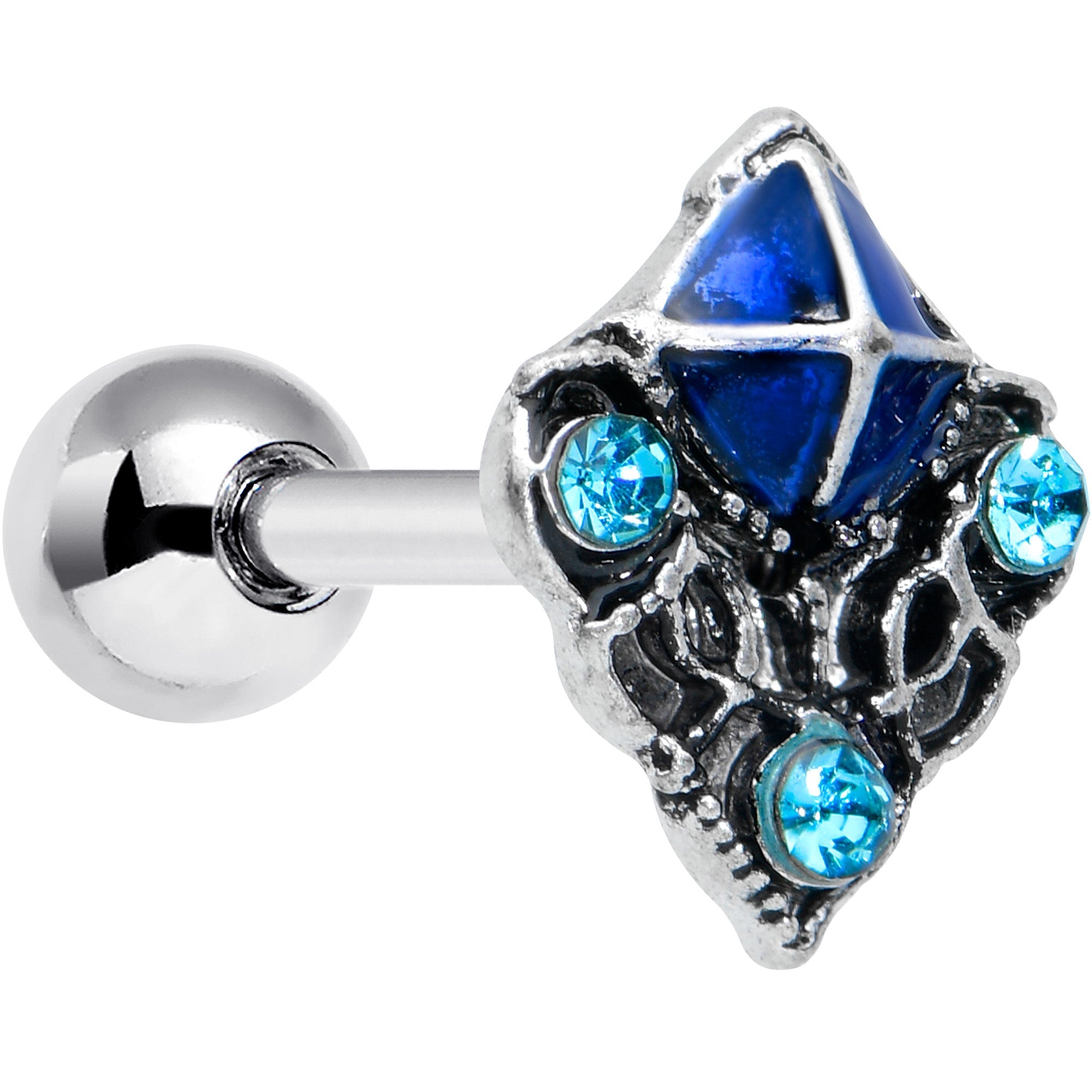 BodyCandy 16G 1/4 Blue Gem Rococo Blue Cartilage Tragus Earring — main product shot