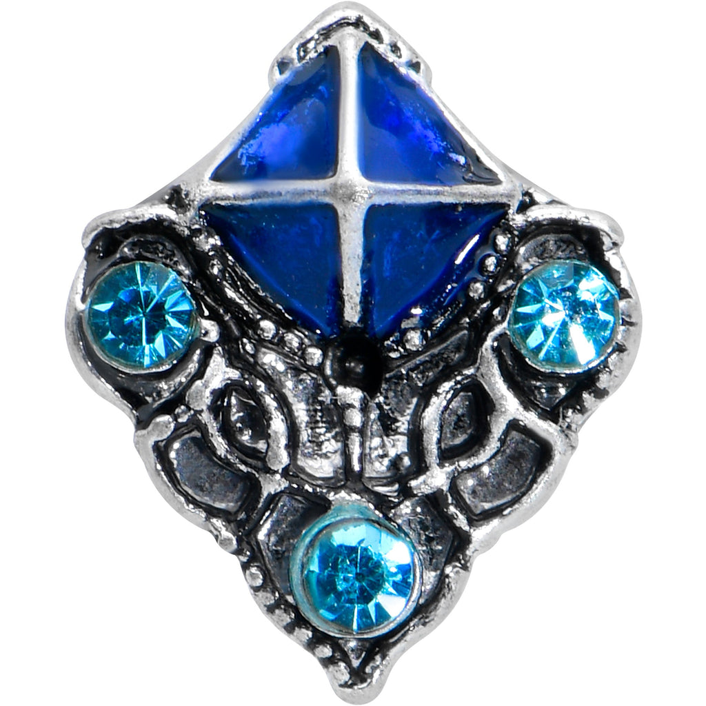 BodyCandy 16G 1/4 Blue Gem Rococo Blue Cartilage Tragus Earring — detail close-up