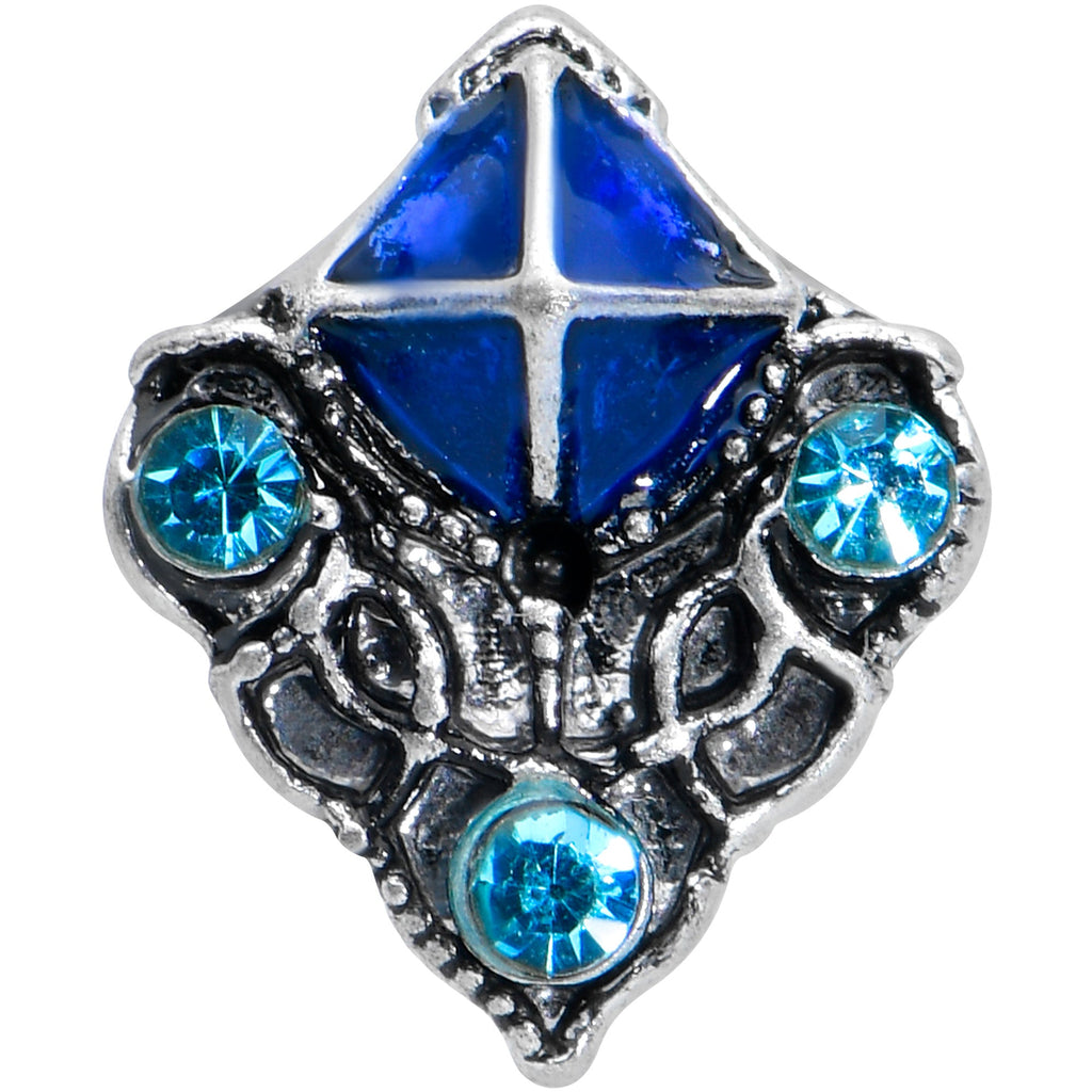 BodyCandy 16G 5/16 Blue Gem Rococo Blue Labret Monroe Tragus — detail close-up