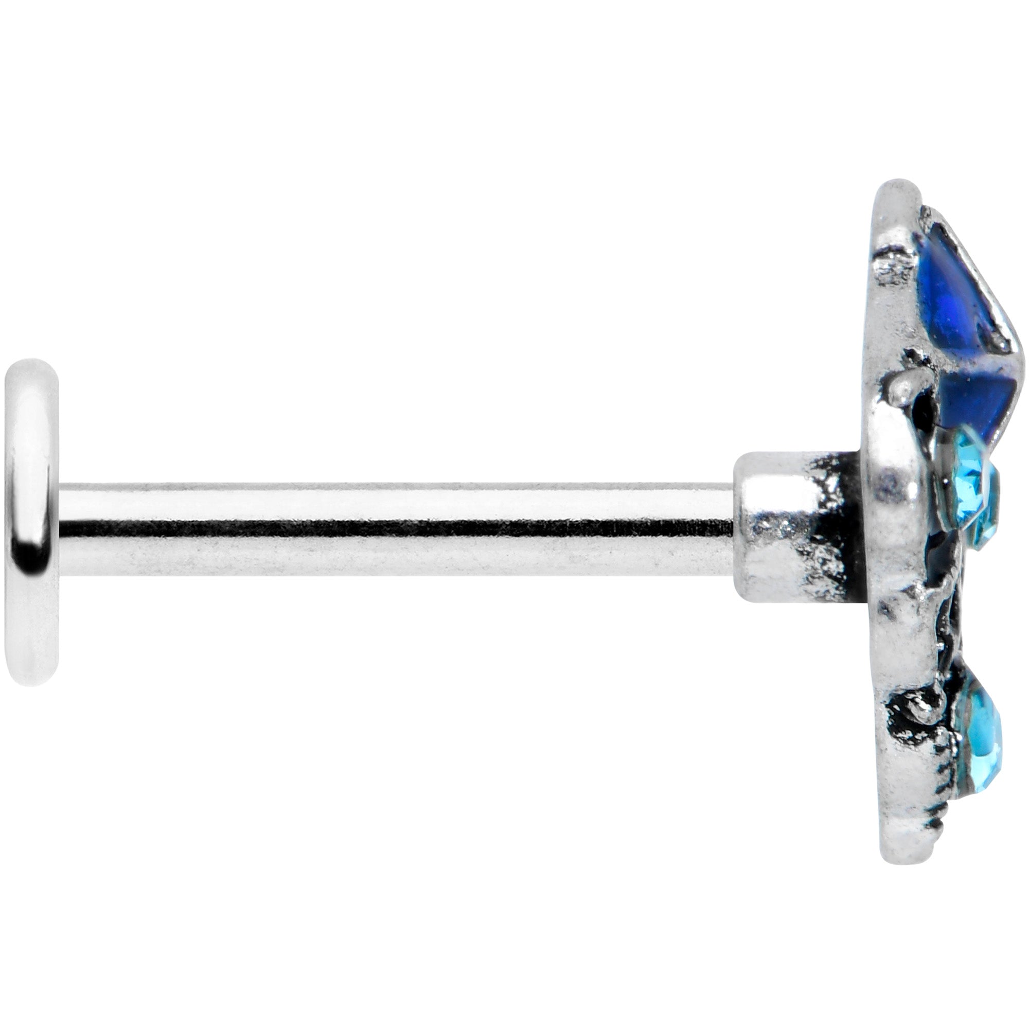 BodyCandy 16G 5/16 Blue Gem Rococo Blue Labret Monroe Tragus — lifestyle context