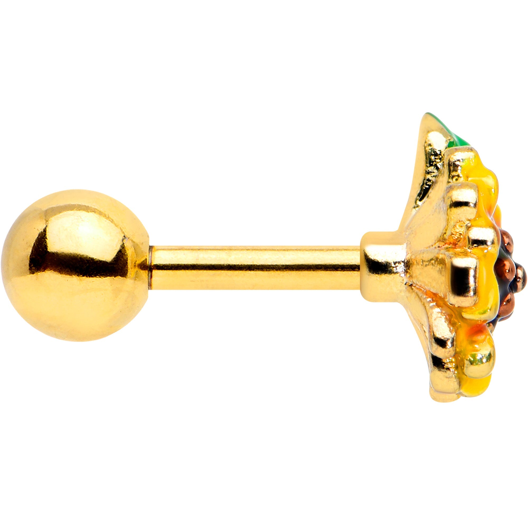 BodyCandy 16G 1/4 Gold Tone Summer Sunflower Cartilage Tragus Earring — lifestyle context