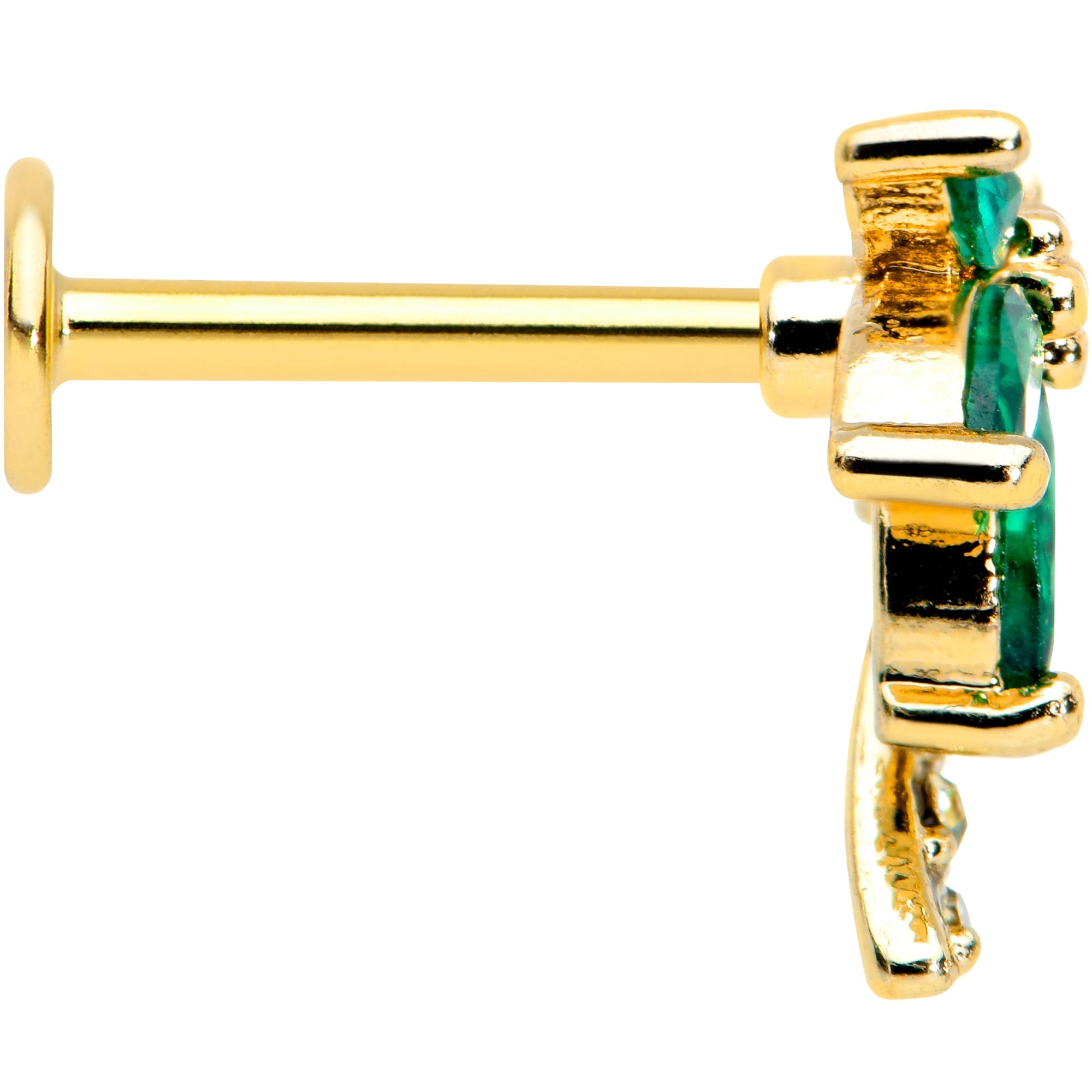BodyCandy 16G 5/16 Clear Green Gem Gold Tone Palm Tree Labret Monroe Tragus — lifestyle context