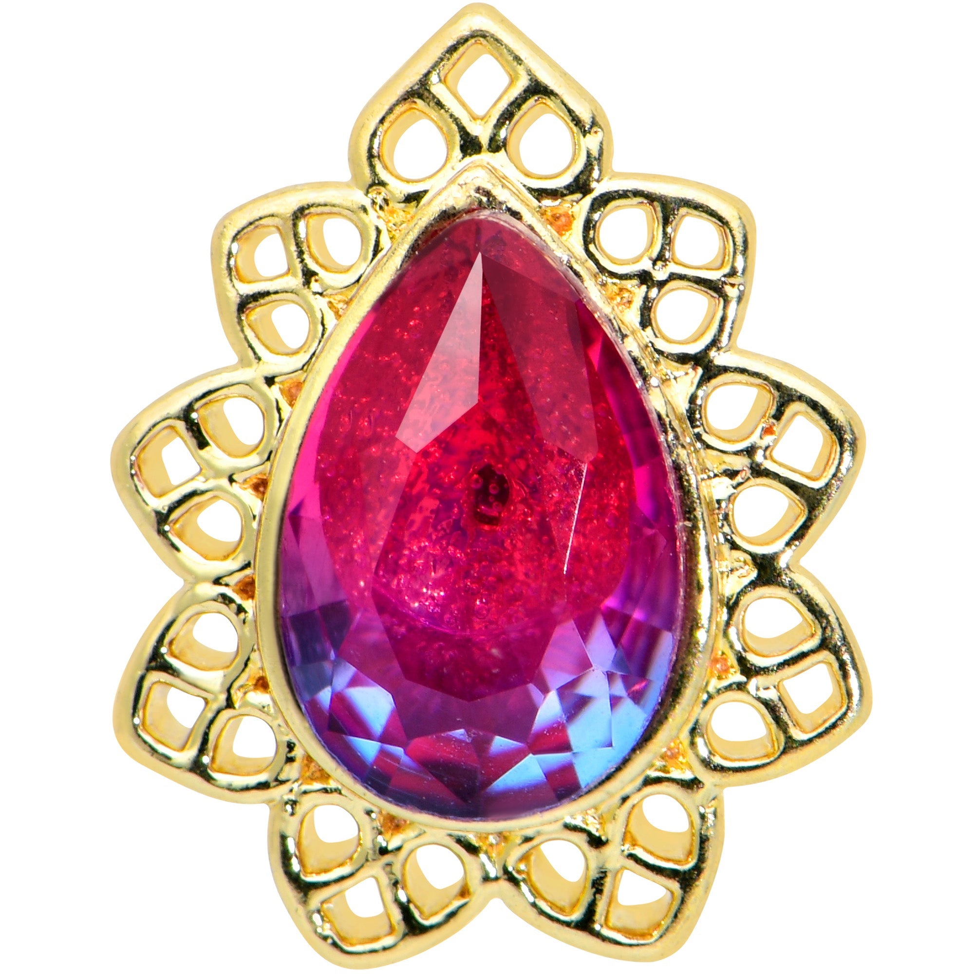 BodyCandy 16G 1/4 Purple Tourmaline Gold Tone Drop Cartilage Tragus Earring — detail close-up