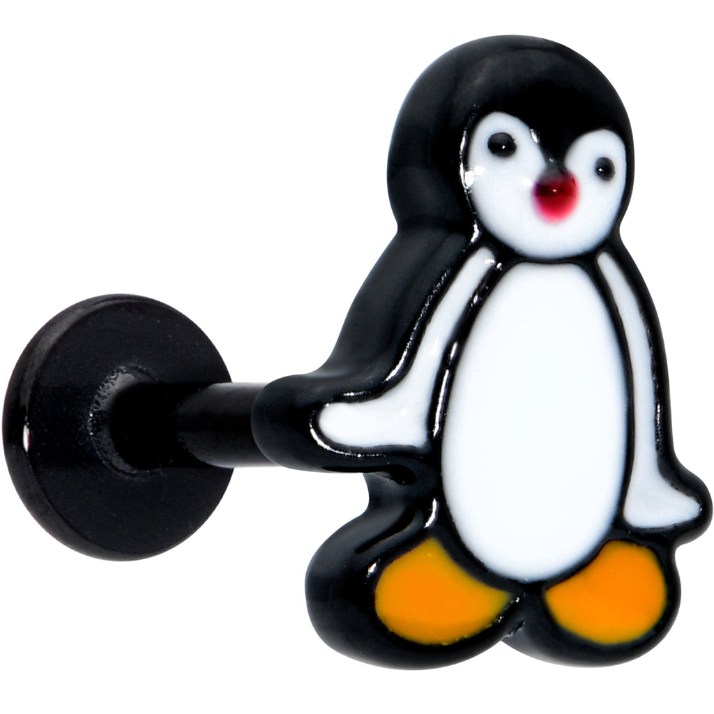 BodyCandy 16G 5/16 Black Baby Penguin Labret Monroe Tragus — main product shot