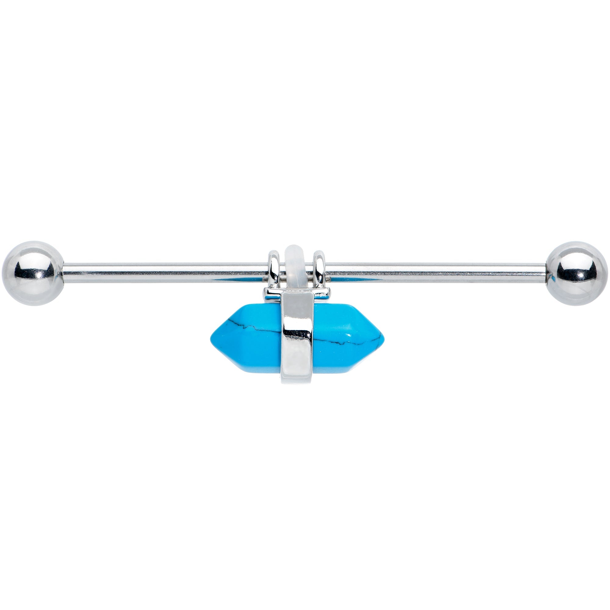 BodyCandy 14G Blue Turquoise Gem Groovy Stone Hippie Industrial Barbell 38mm — lifestyle context