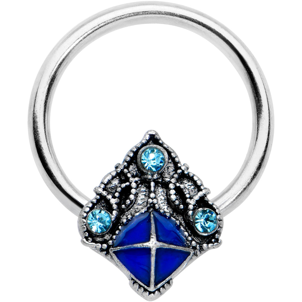 BodyCandy 16G 3/8 Blue Gem Rococo Blue BCR Captive Ring — main product shot