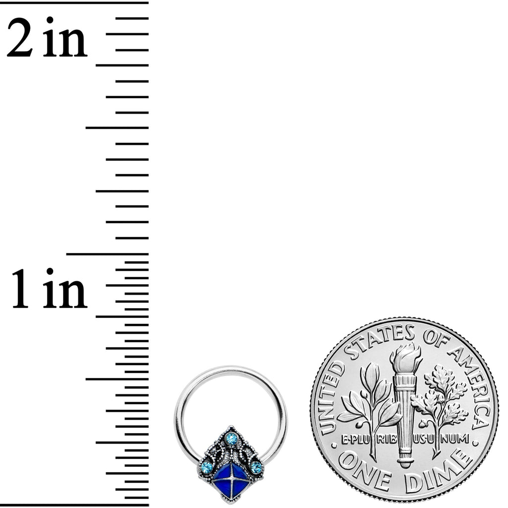 BodyCandy 16G 3/8 Blue Gem Rococo Blue BCR Captive Ring — lifestyle context