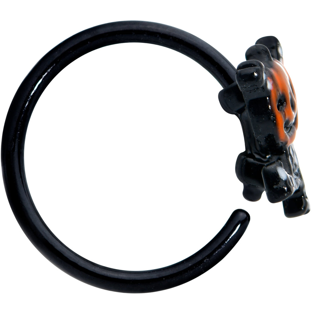 BodyCandy 20G 5/16 Black Dancing Skeleton Pumpkin Halloween Nose Hoop — lifestyle context