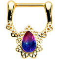 BodyCandy 16G 5/16 Purple Tourmaline Gold Tone Lacy Cartilage Clicker — main product shot