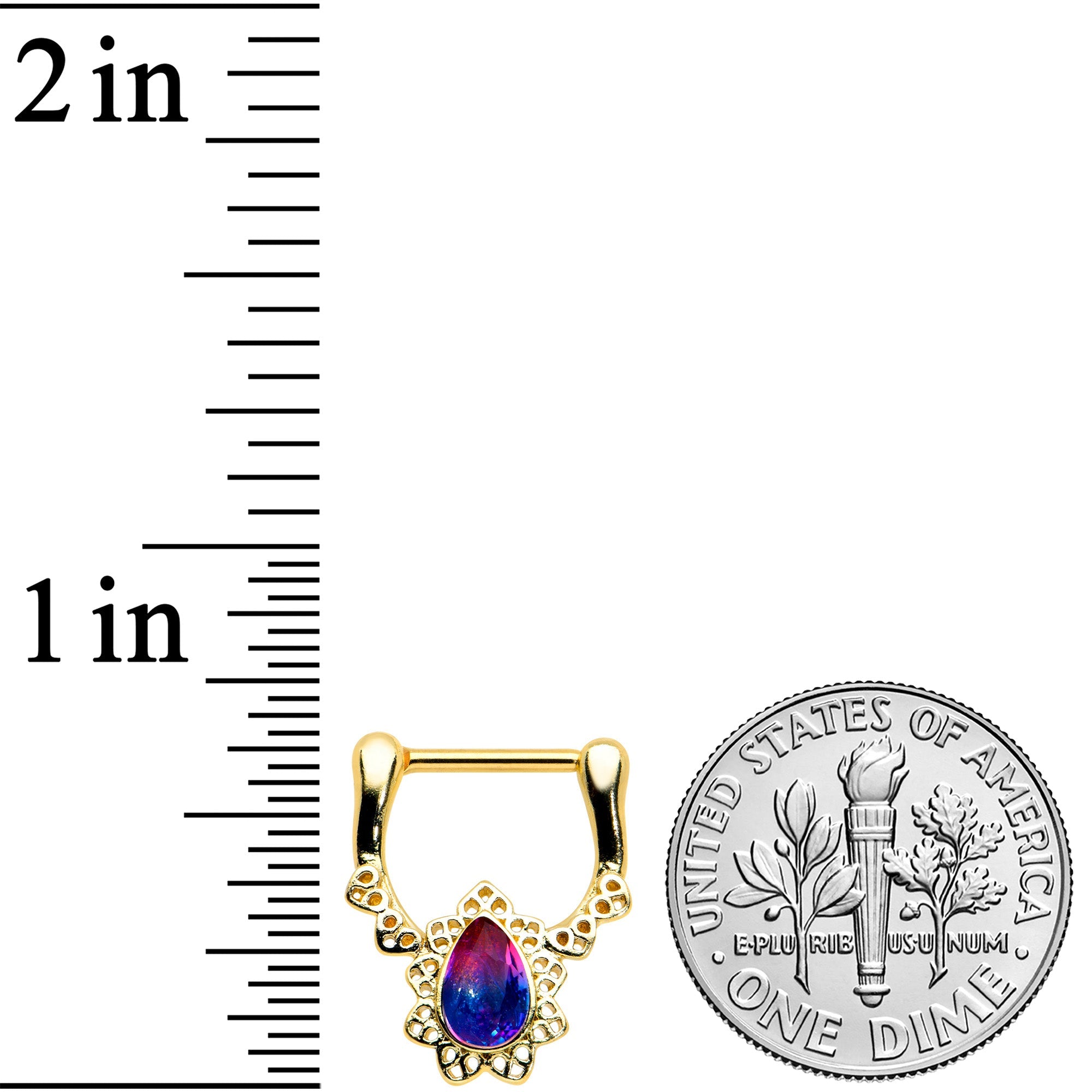 BodyCandy 16G 5/16 Purple Tourmaline Gold Tone Lacy Cartilage Clicker — lifestyle context