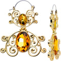 BodyCandy Yellow Gem Gold Tone Double Scrolling Tunnel Plug Earrings — main product shot