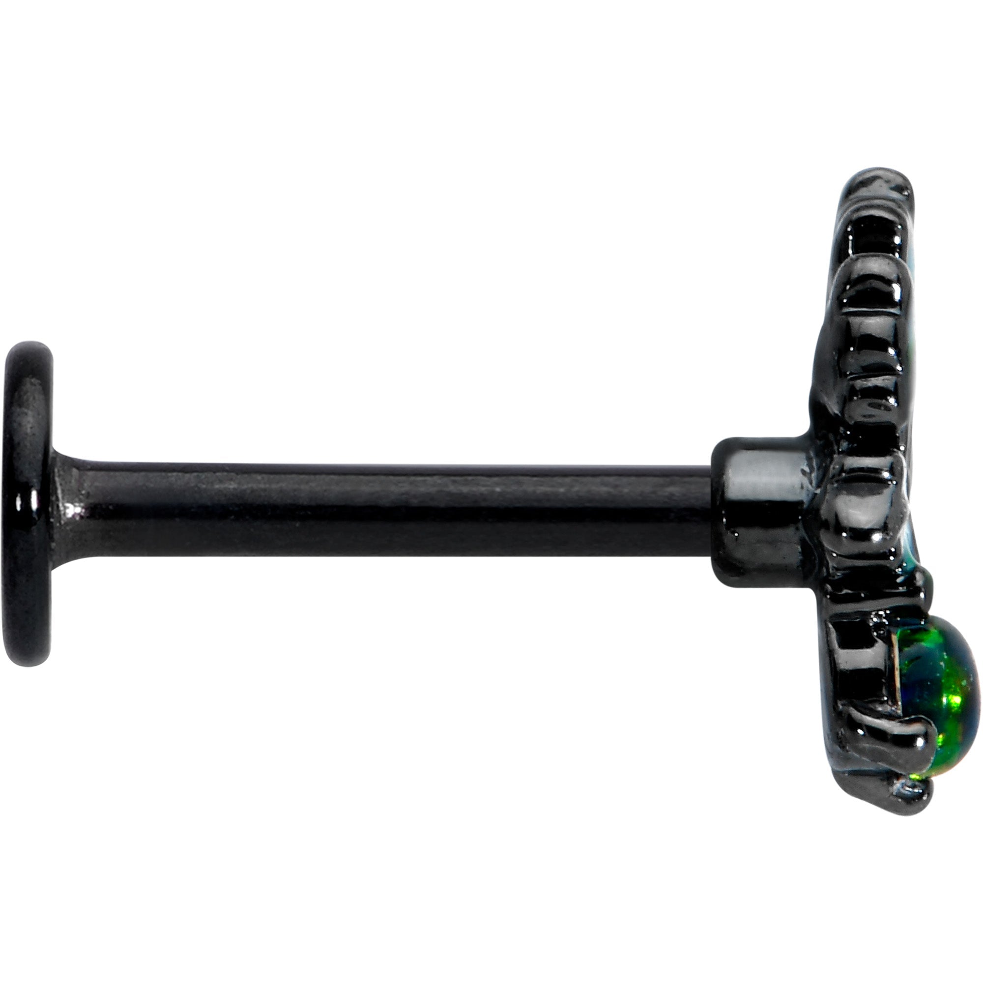 BodyCandy 16G 5/16 Green Synthetic Opal Black Fall Leaf Labret Monroe Tragus — lifestyle context
