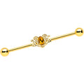 BodyCandy 14G Yellow Gem Gold Tone Duet Scroll Industrial Barbell 38mm — main product shot