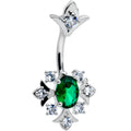 BodyCandy Green Clear Gem Ornate Art Deco Double Mount Belly Ring — main product shot