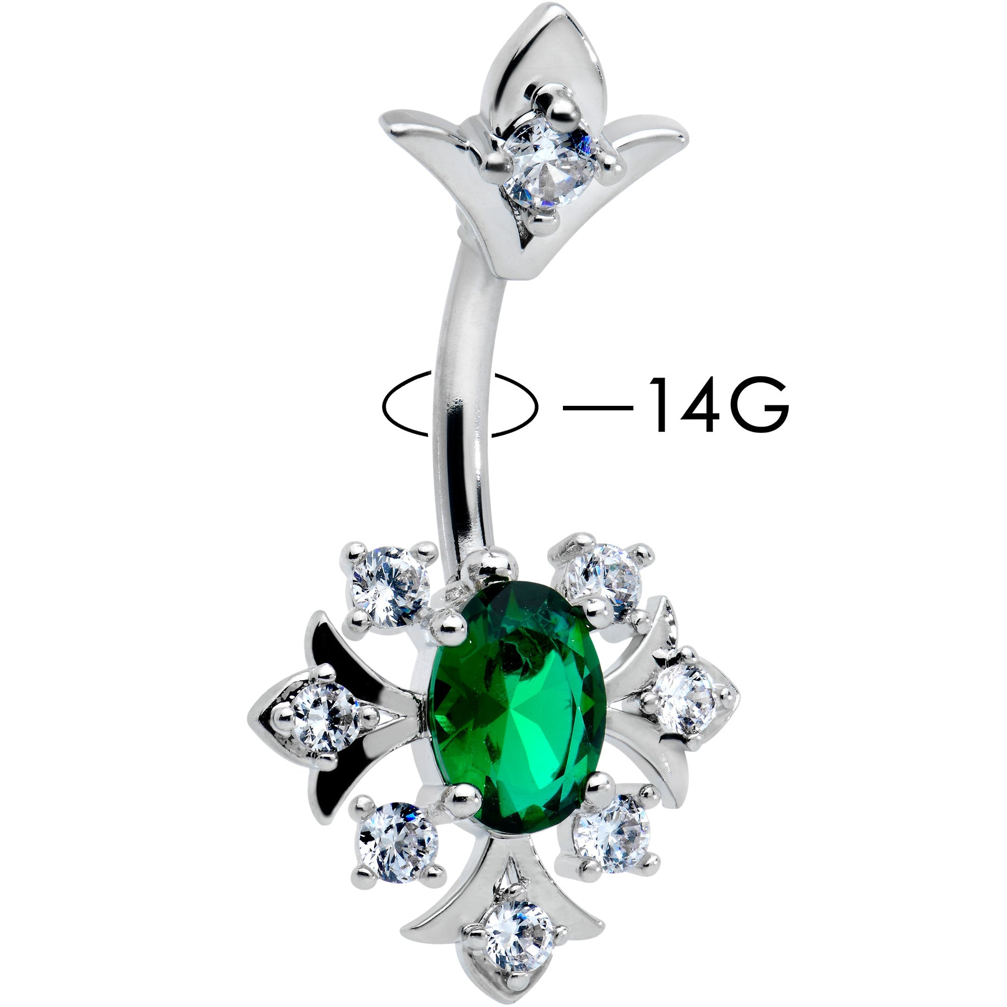 BodyCandy Green Clear Gem Ornate Art Deco Double Mount Belly Ring — lifestyle context