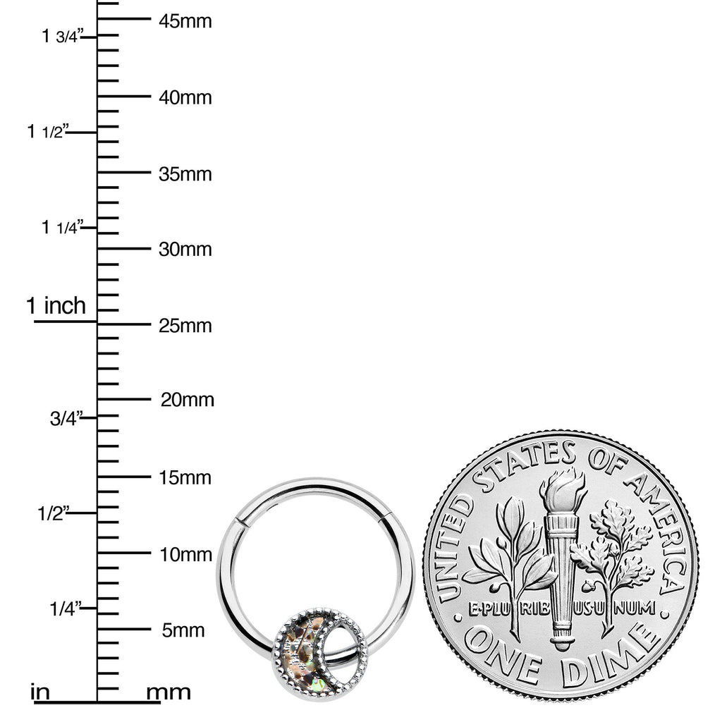 BodyCandy 16G 3/8 Iridescent Crescent Moon Hinged Segment Ring — back view