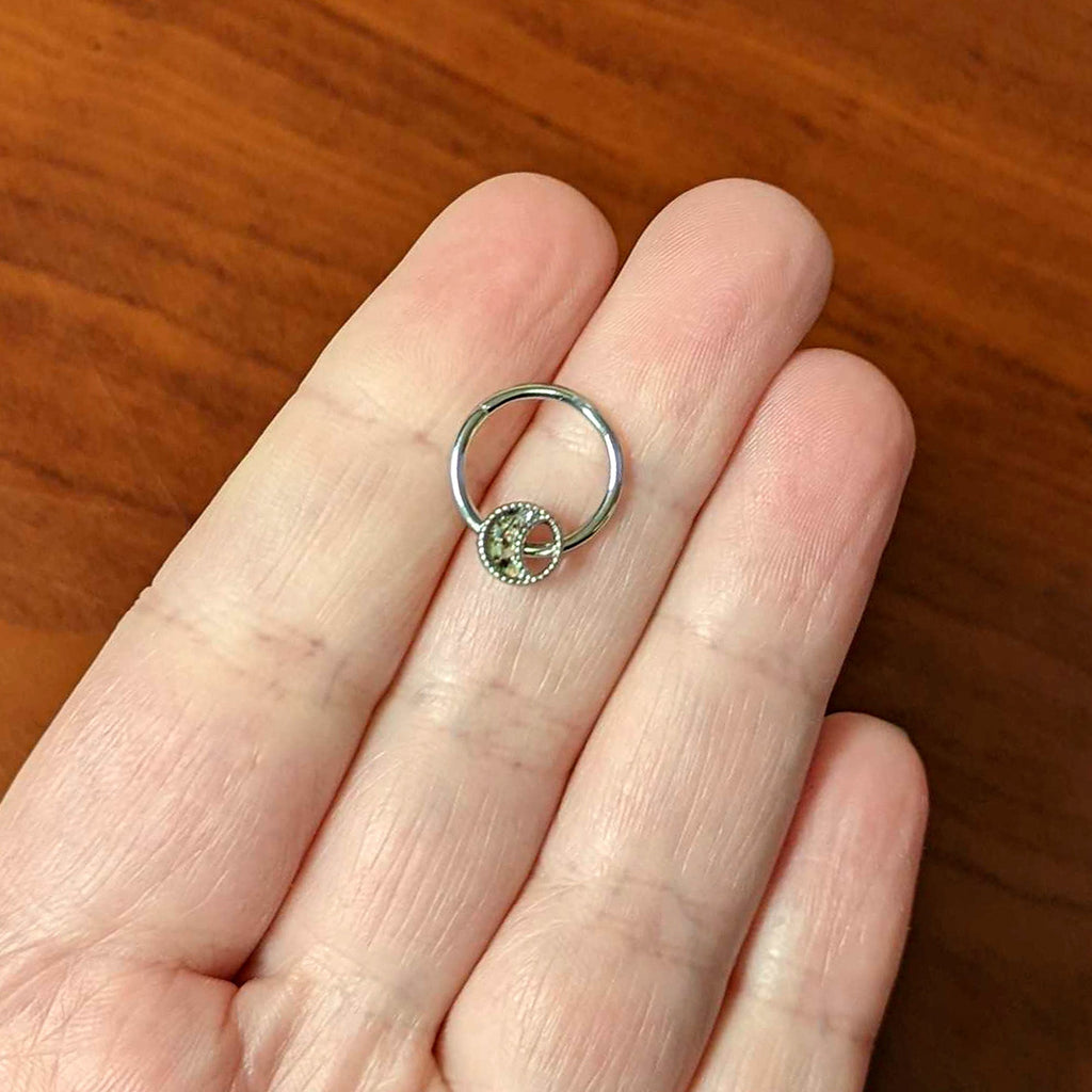 BodyCandy 16G 3/8 Iridescent Crescent Moon Hinged Segment Ring — side view
