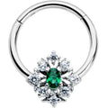 BodyCandy 16G 3/8 Clear Green Gem Ornate Art Deco Hinged Segment Ring — main product shot