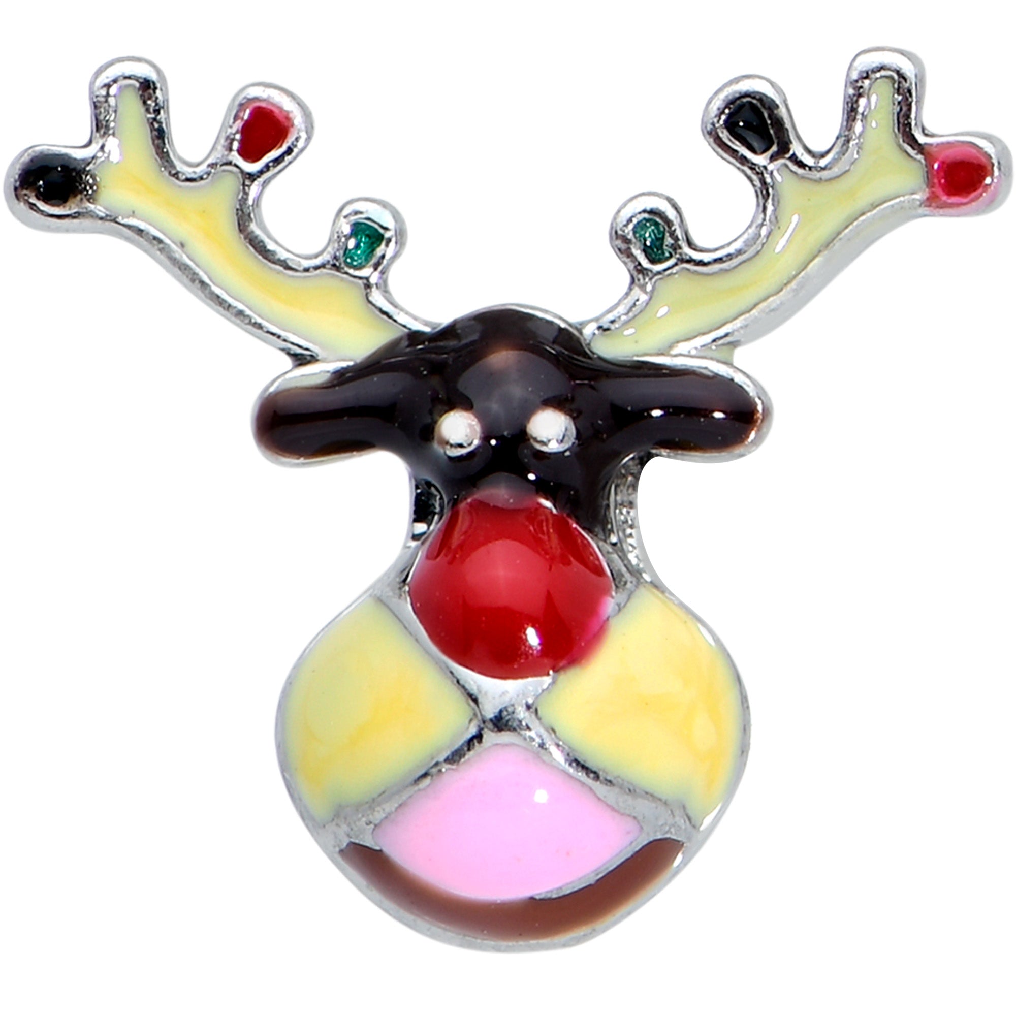 BodyCandy 20G 7.5mm Colorful Reindeer Christmas L Shape Nose Ring — detail close-up