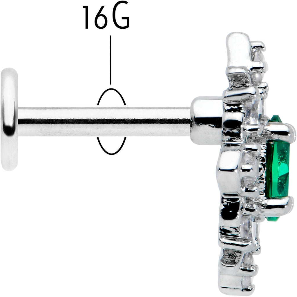 BodyCandy 16G 1/4 Green Gem Ornate Art Deco Labret Monroe Tragus — back view