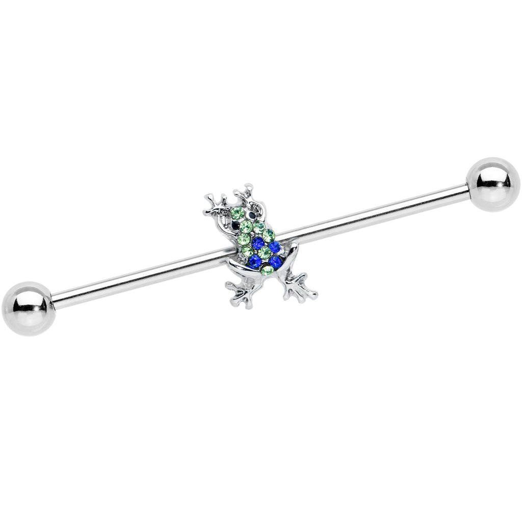 BodyCandy 14G Blue Green Gem Fabulous Frog Industrial Barbell 38mm — main product shot