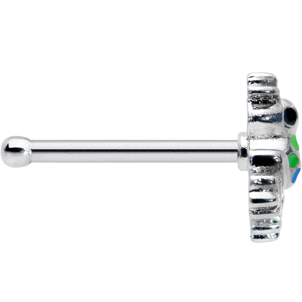 BodyCandy 20G 1/4 Black Gem Polka Dot Blue Green Frog Nose Bone — lifestyle context