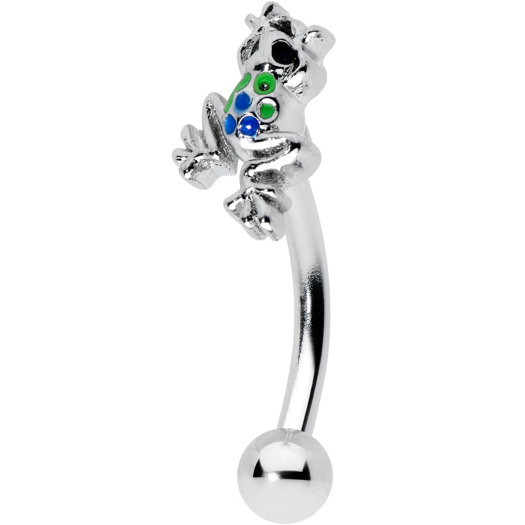 BodyCandy 16G 5/16 Black Gem Polka Dot Frog Blue Green Curved Eyebrow Ring — main product shot