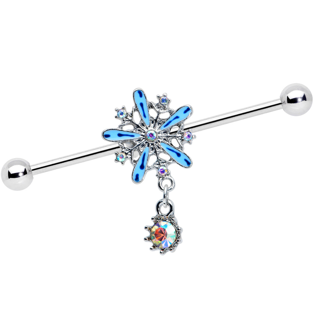 BodyCandy 14G Aurora Gem Snowflake Blues Christmas Industrial Barbell 38mm — main product shot