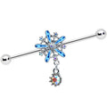 BodyCandy 14G Aurora Gem Snowflake Blues Christmas Industrial Barbell 38mm — main product shot