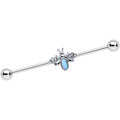 BodyCandy 14G White Synthetic Opal Elegant Insect Industrial Barbell 38mm — main product shot
