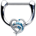 BodyCandy 16G 5/16 Textured Blue Dolphin Heart Cartilage Clicker — main product shot