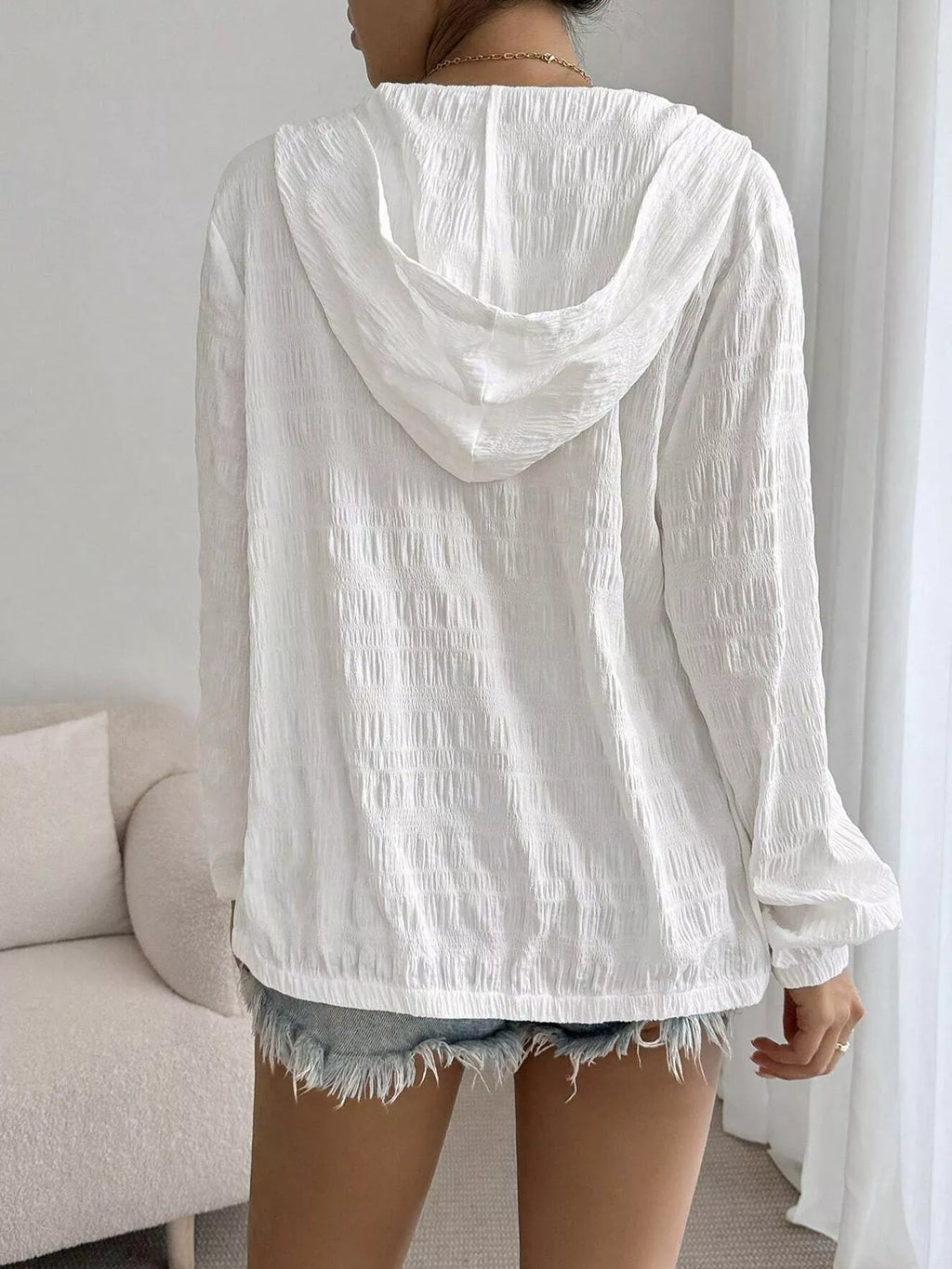 Lightweight Textured Hooded Jacket
