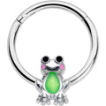 BodyCandy 16G 3/8 Light Green Groovy Frog Hinged Segment Ring — main product shot