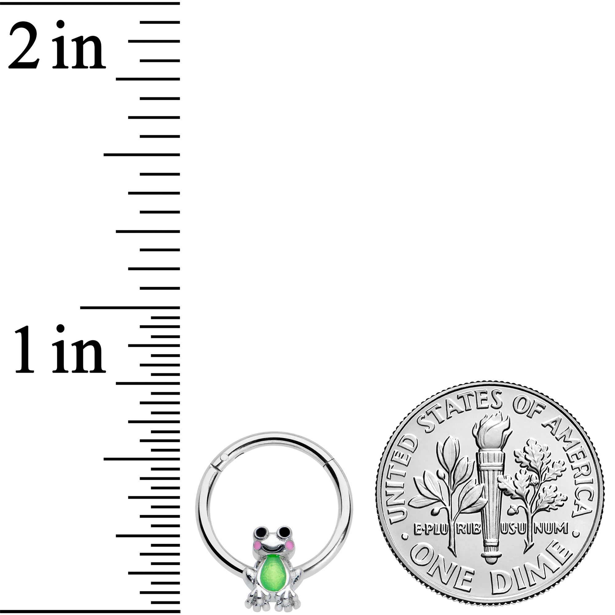 BodyCandy 16G 3/8 Light Green Groovy Frog Hinged Segment Ring — lifestyle context