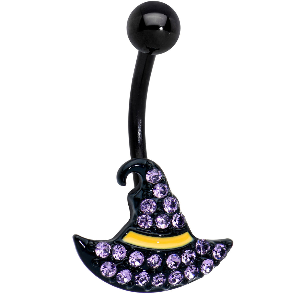 BodyCandy Clear Gem Black Witch Hat Halloween Belly Ring — main product shot