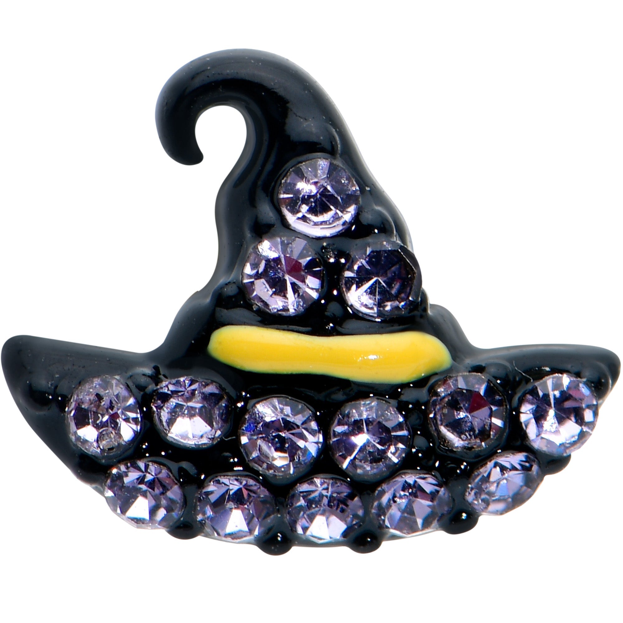 BodyCandy 16G 1/4 Clear Gem Black Witch Hat Halloween Cartilage Tragus — detail close-up