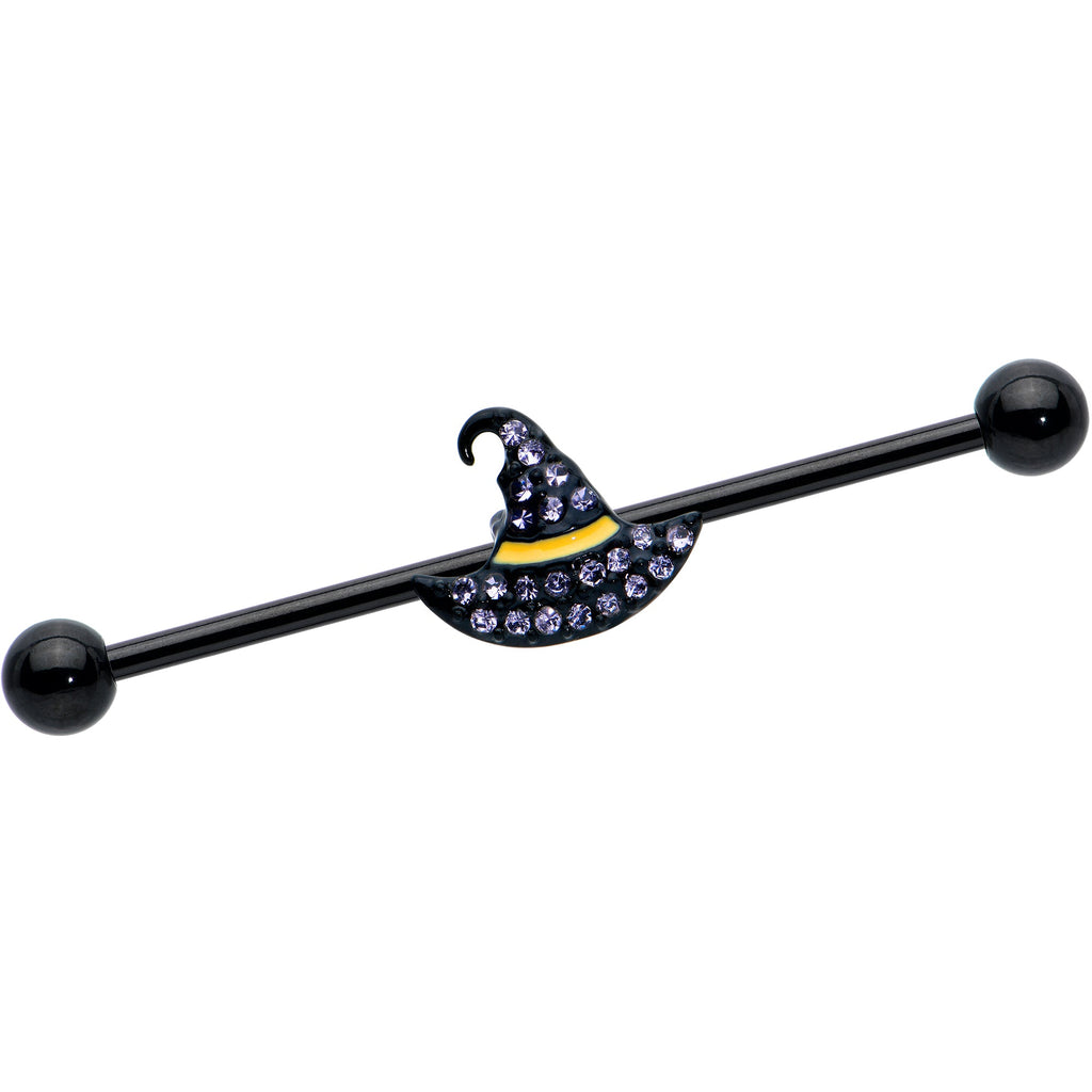 BodyCandy 14G Clear Gem Black Witch Hat Halloween Industrial Barbell 38mm — main product shot