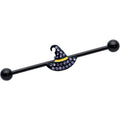 BodyCandy 14G Clear Gem Black Witch Hat Halloween Industrial Barbell 38mm — main product shot