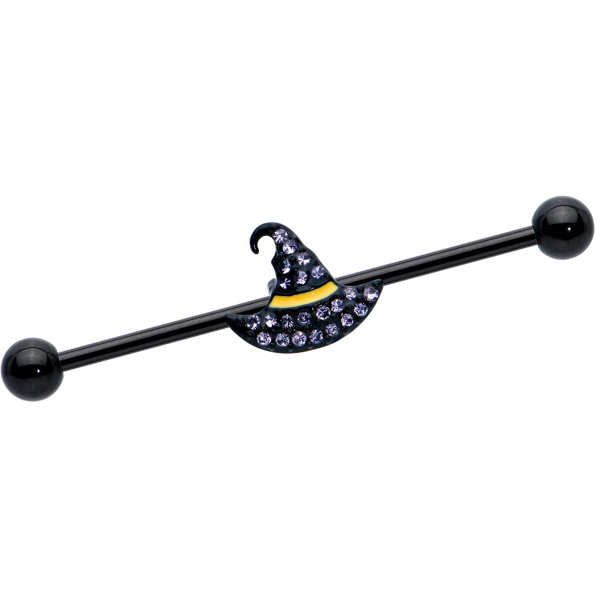 BodyCandy 14G Clear Gem Black Witch Hat Halloween Industrial Barbell 38mm — main product shot