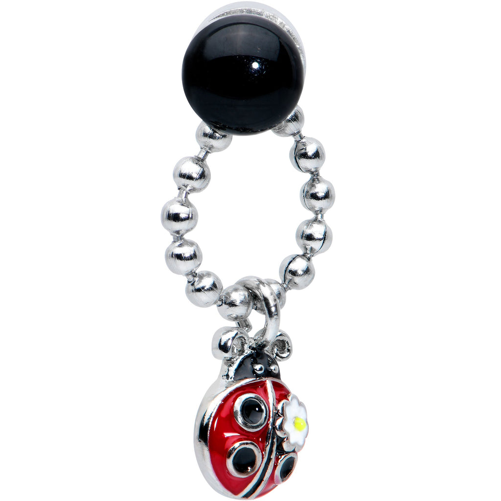 BodyCandy Ladybug Chain Dangle Non Pierced Magnetic Clip On Fake Septum Ring — detail close-up