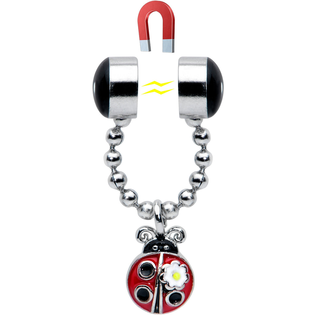 BodyCandy Ladybug Chain Dangle Non Pierced Magnetic Clip On Fake Septum Ring — side view