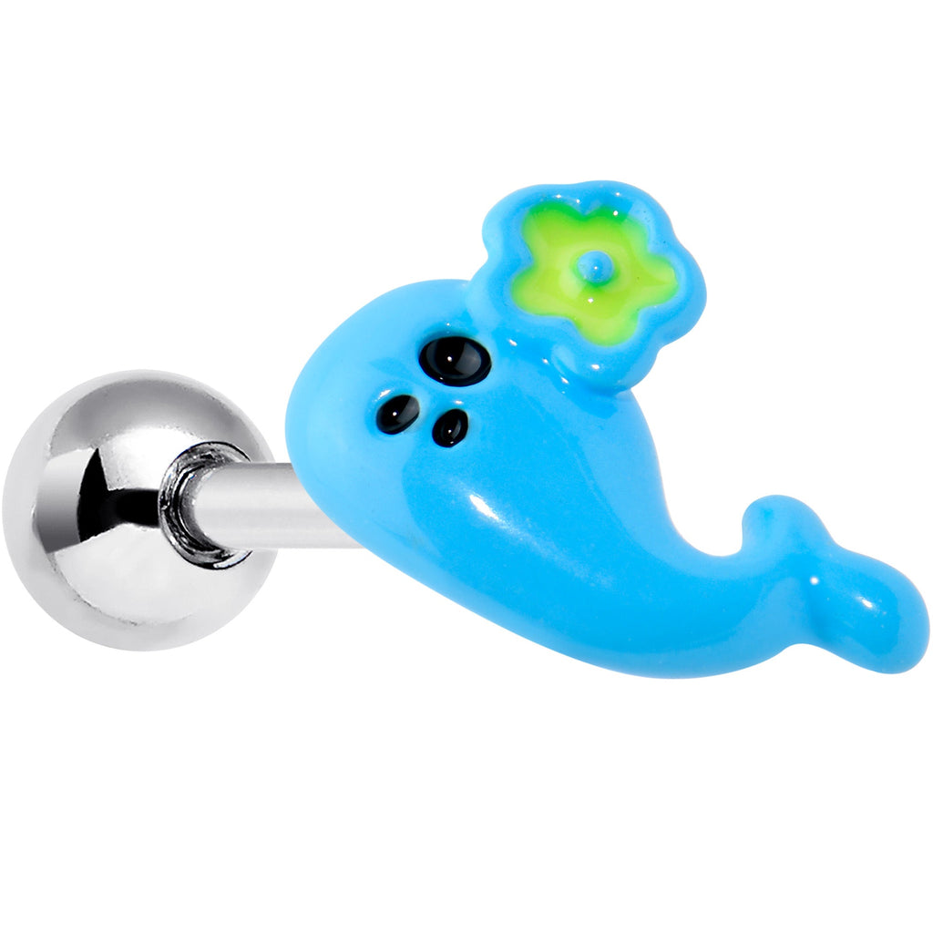 BodyCandy 16G 1/4 Eyelash Blue Whale Flower Cartilage Tragus Earring — main product shot