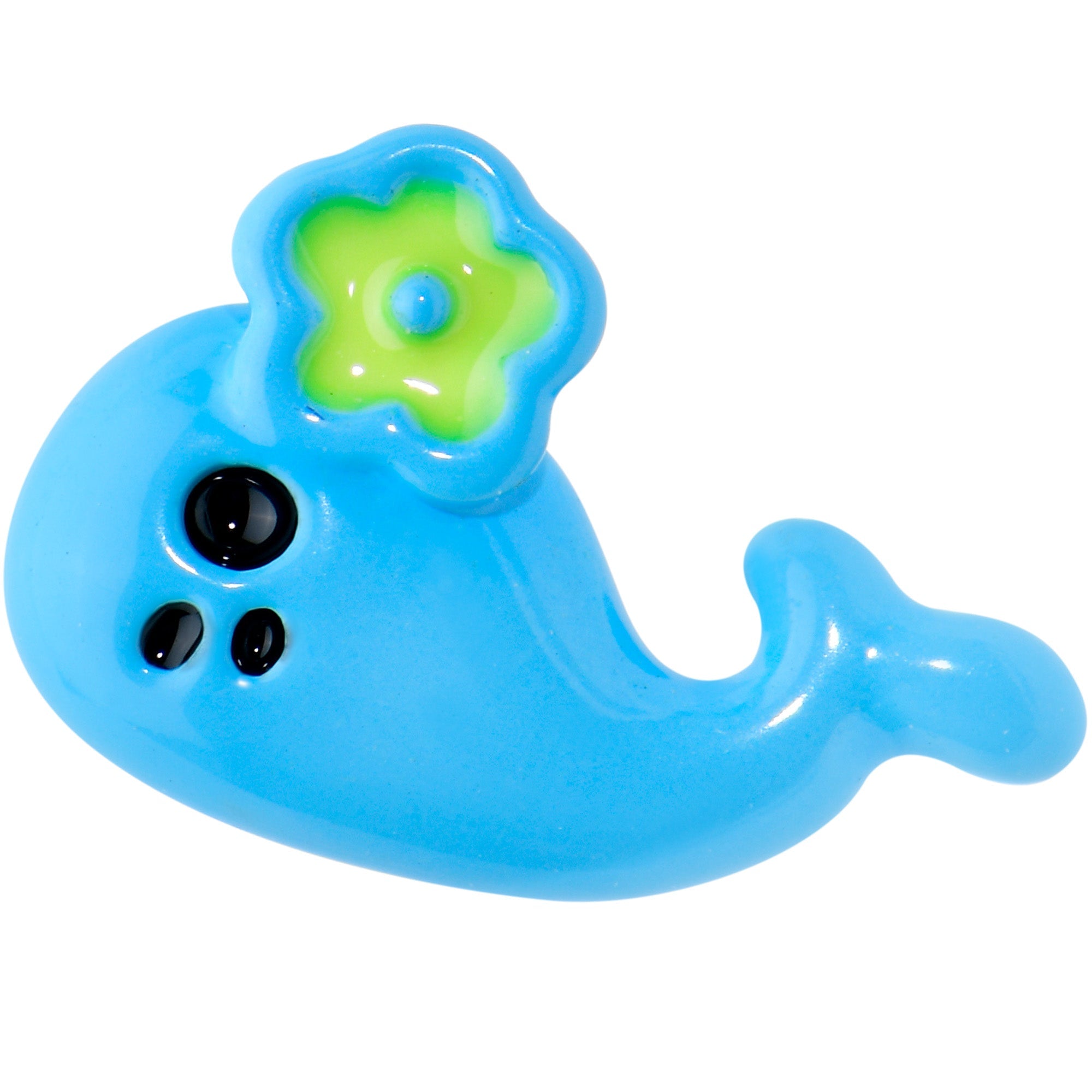 BodyCandy 16G 1/4 Eyelash Blue Whale Flower Cartilage Tragus Earring — detail close-up
