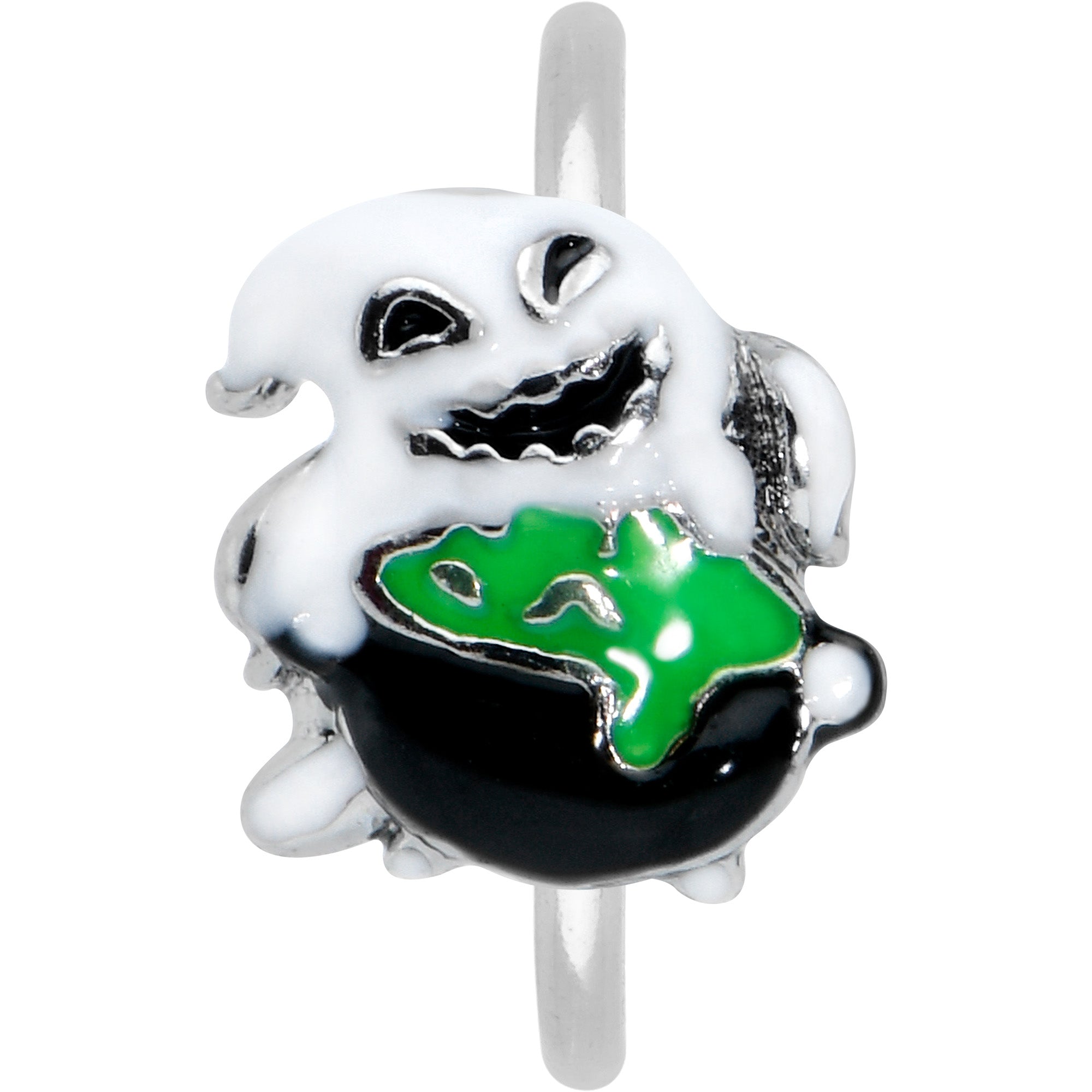 BodyCandy 20G 5/16 Ghost Goo Cauldron Halloween Nose Hoop — detail close-up