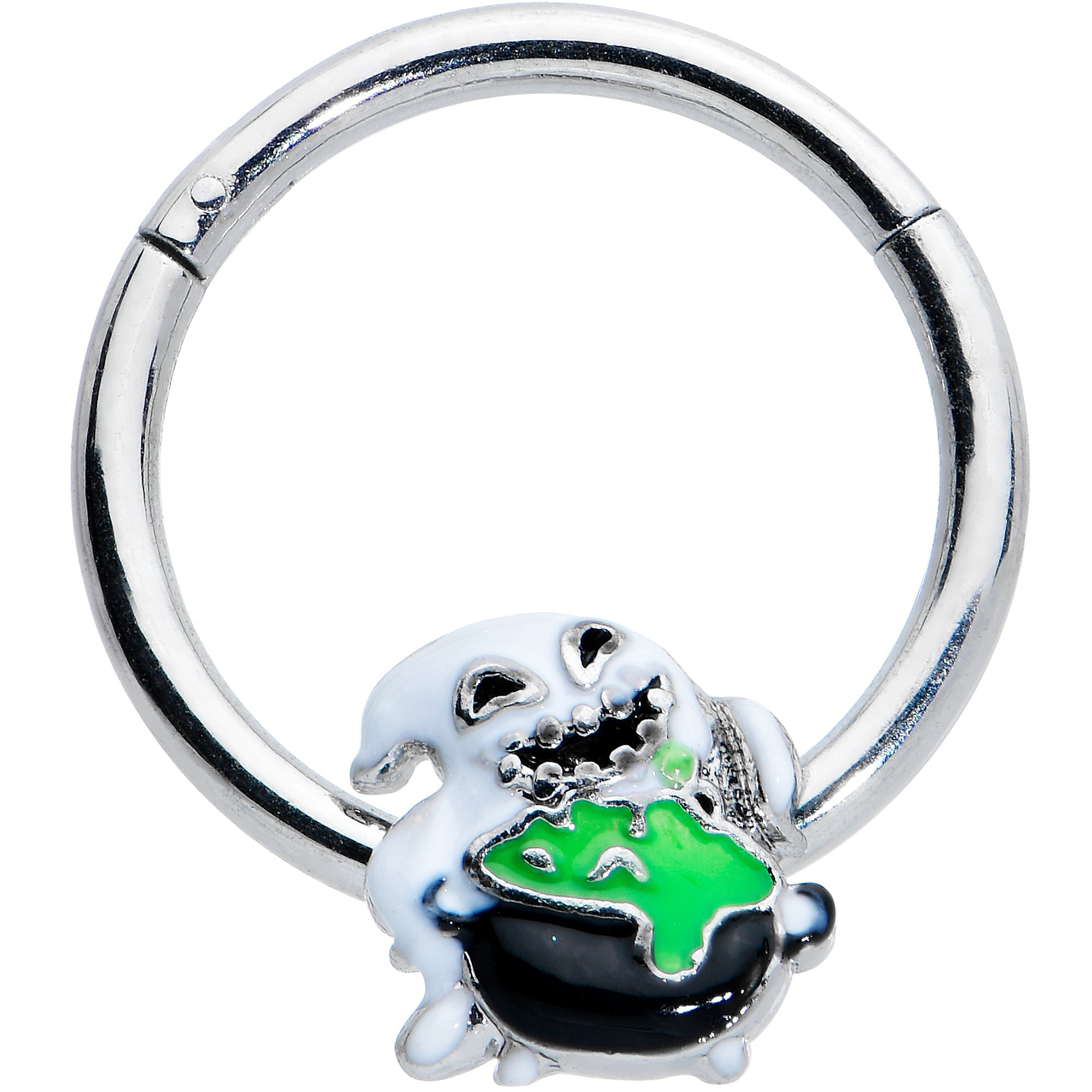BodyCandy 16G 3/8 Ghost Goo Cauldron Halloween Hinged Segment Ring — main product shot
