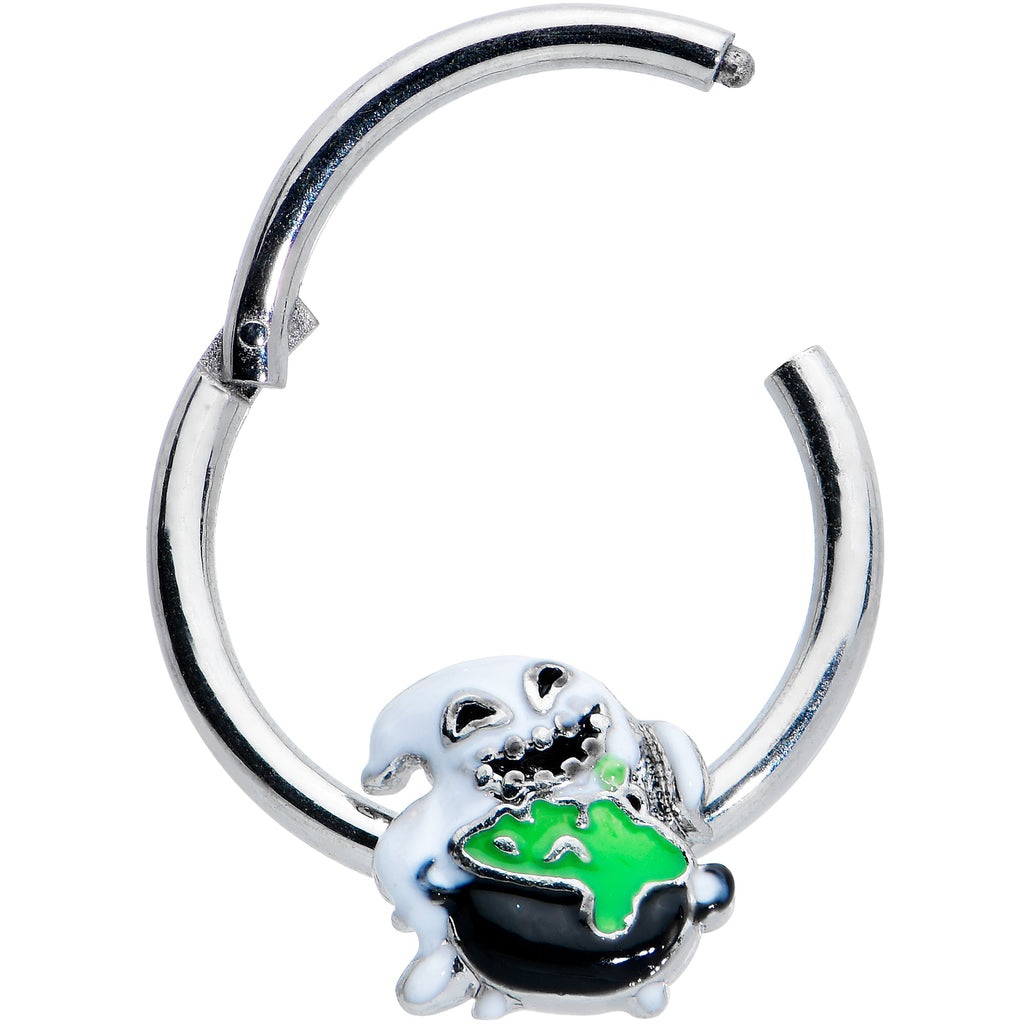 BodyCandy 16G 3/8 Ghost Goo Cauldron Halloween Hinged Segment Ring — detail close-up