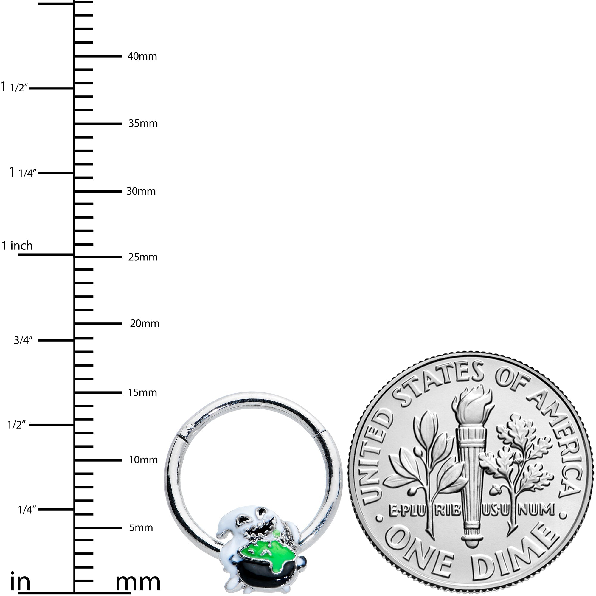 BodyCandy 16G 3/8 Ghost Goo Cauldron Halloween Hinged Segment Ring — lifestyle context