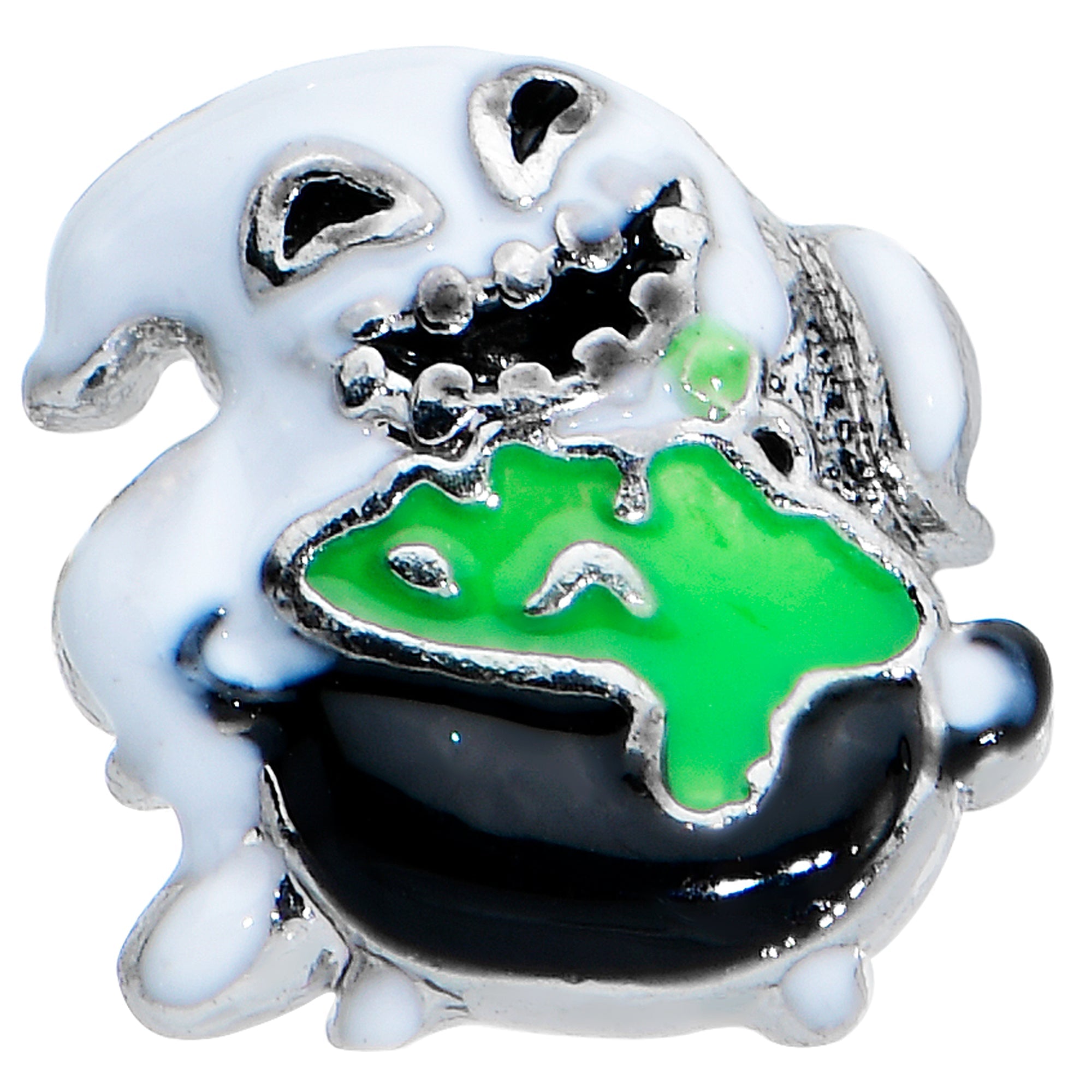 BodyCandy 20G 1/4 Ghost Goo Cauldron Halloween Left Side Nose Screw — detail close-up