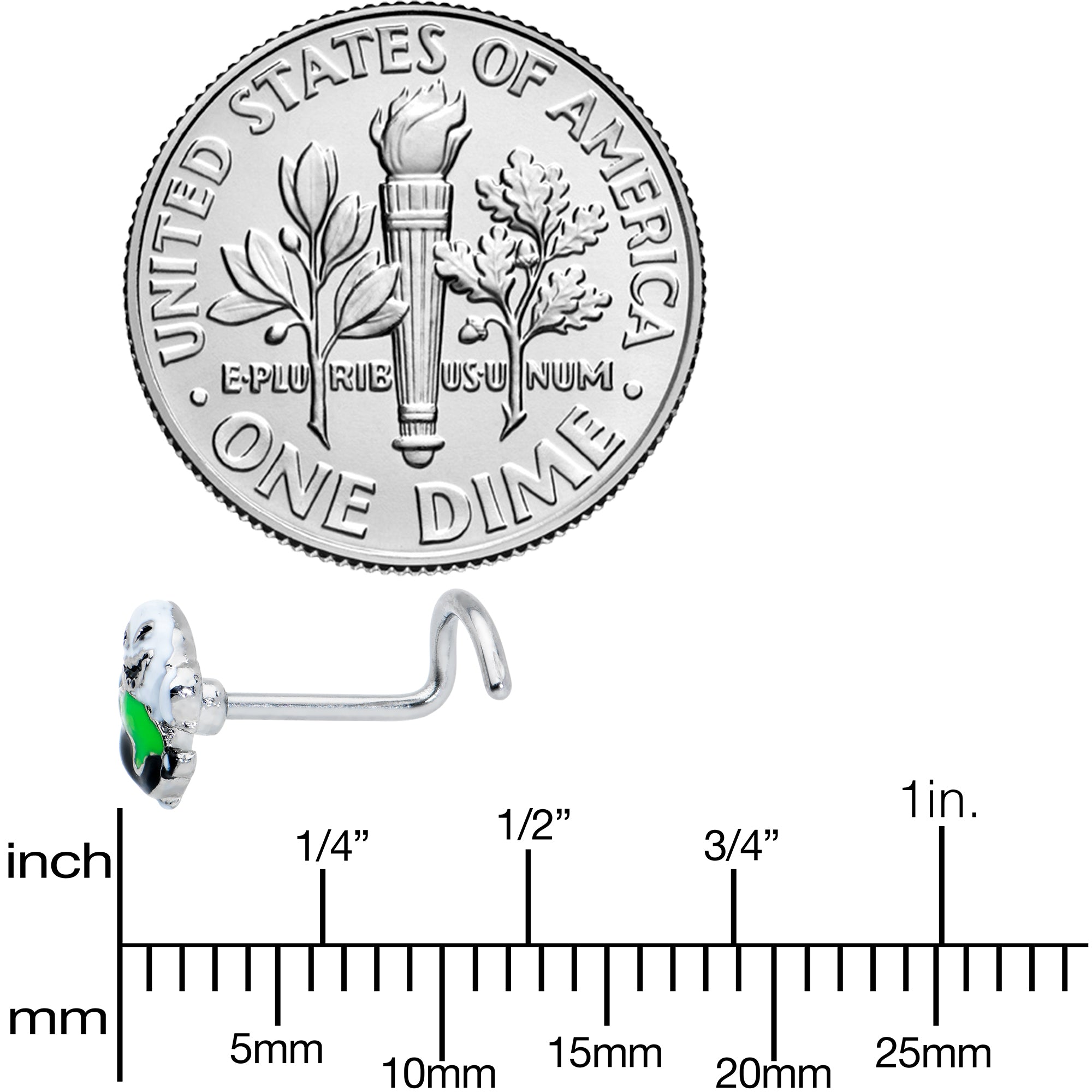 BodyCandy 20G 1/4 Ghost Goo Cauldron Halloween Left Side Nose Screw — side view