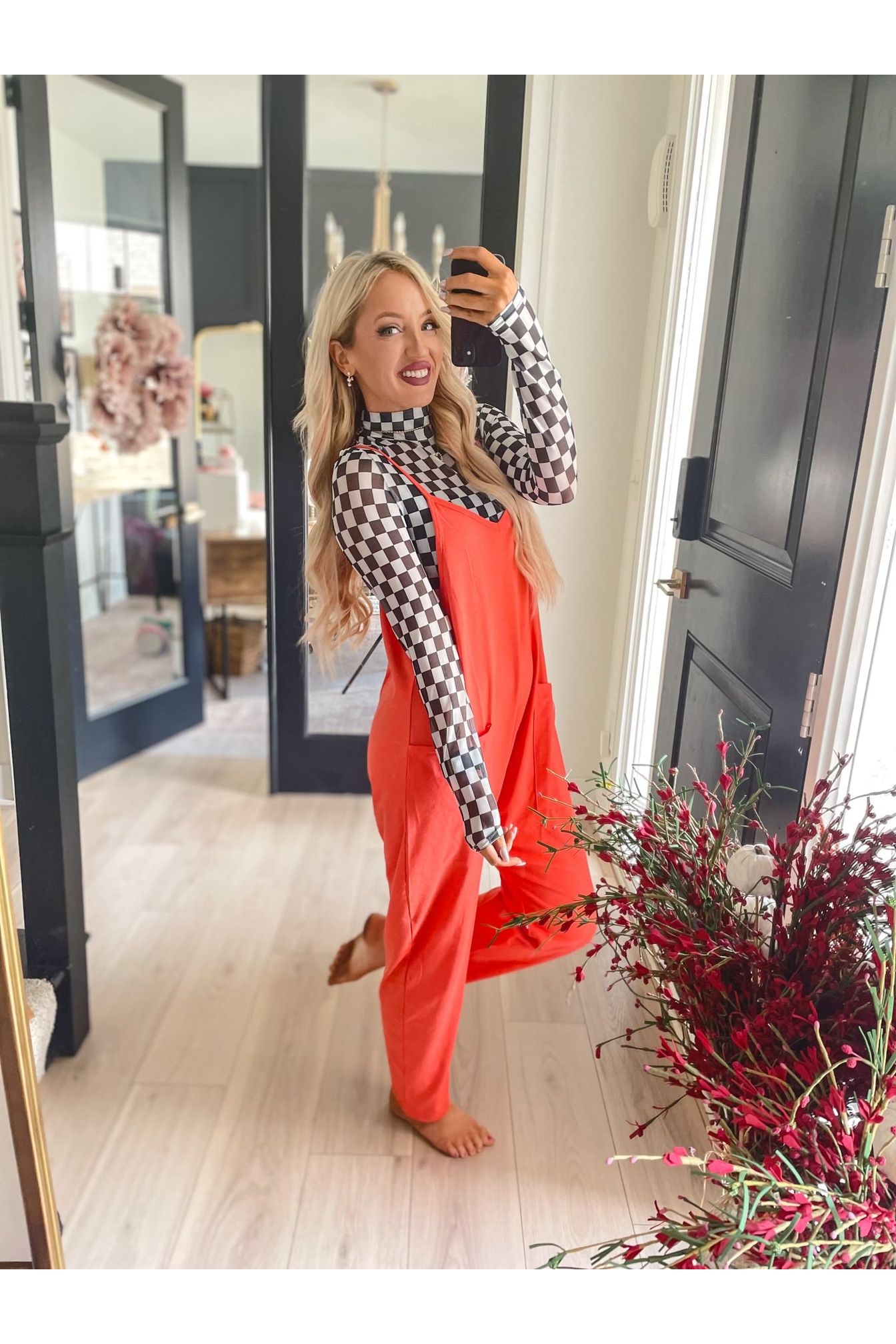 Pretty Little Patriot Pretty Little Patriot Feisty Orange jumpsuit overalls — main product shot